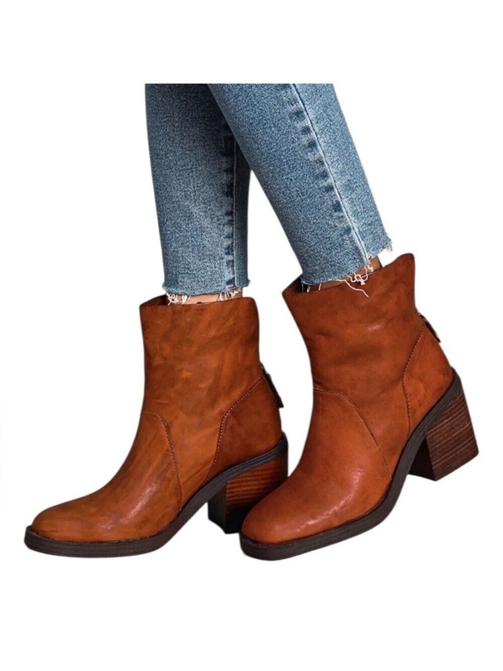 KELSI DAGGER Westward Cognac Leather Square Toe Mid-Calf Boots Very Nice Sz 9.5